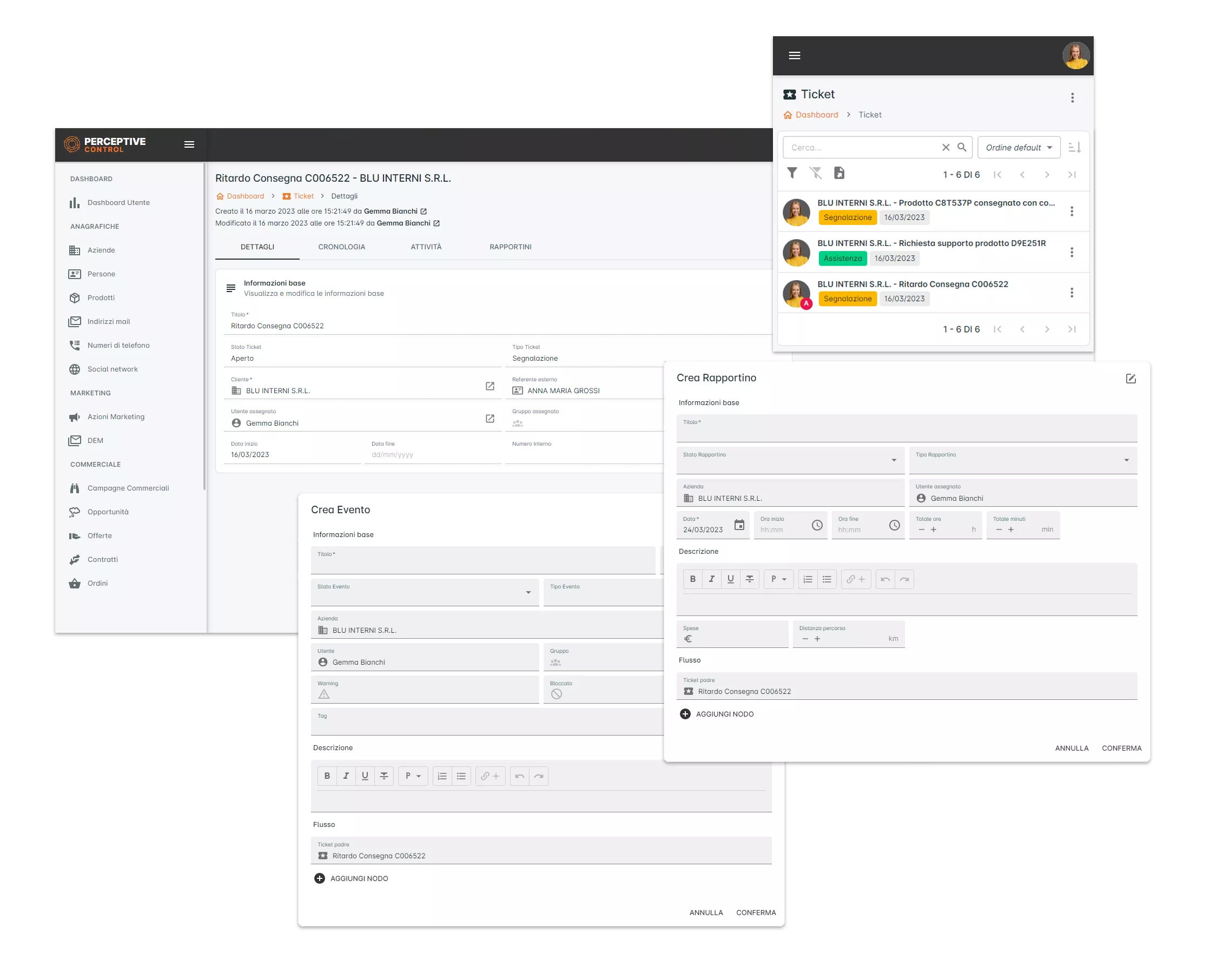 Gestione del post vendita per la fidelizzazione dei clienti - CRM Perceptive Control